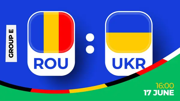 România Ucraina Meci Fotbal 2024 Meciul Din Faza Grupelor 2024 — Vector de stoc