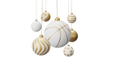 Beyaz arkaplanda 3 boyutlu noel baloları oluştur.