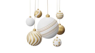 Topları beyaz arkaplanda izole edilmiş Noel ağacı