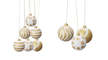 Altın süslemeli Noel baloları