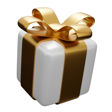 3D altın hediye kutusu.