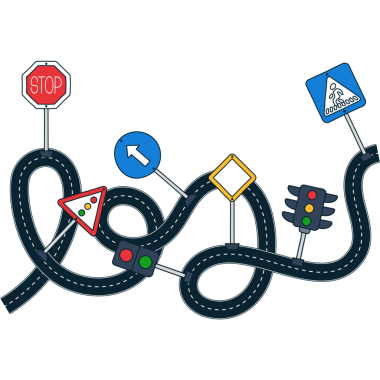 Drive learn yol işareti illüstrasyonu.