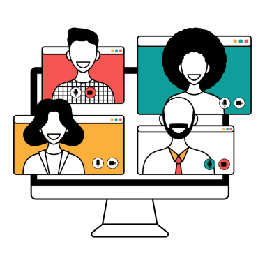 çevrimiçi video çağrısı illüstrasyonu.