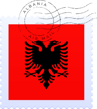 Arnavutluk bayrağı posta pulu.