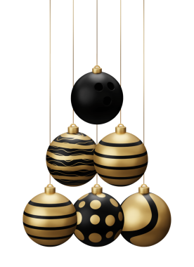 Altın Kara Bowling Asılı Noel Baloları.