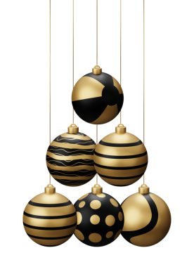 Altın Siyah Plaj Asılı Noel Baloları.