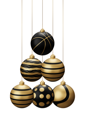 Altın Siyah Basketbol Asılı Noel Baloları.