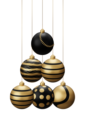 Altın Siyah Beyzbol Asılı Noel Baloları.