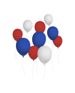 Amerikan balonları. Çizgi film Düz Biçim vektör çizimi Beyaz arkaplanda izole edildi.