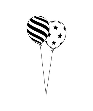 Siyah Taslak balonlar. Çizgi film Düz Biçim vektör çizimi Beyaz arkaplanda izole edildi.