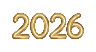 . new year 2026 number vector illustration isolated on white background new year 2026 gold balloon.