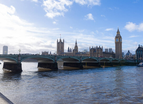 London, United Kingdoms January 15 2023. Houses of Parliament and Westminster bridge