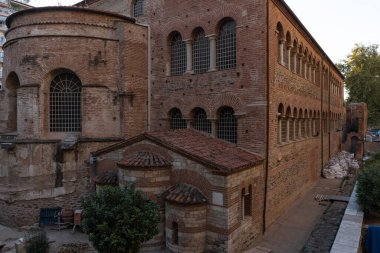 Thessaloniki, Greece, 23 October 2024. Fifth-century Greek Orthodox Church of the Holy Virgin with an ornate basilica. clipart