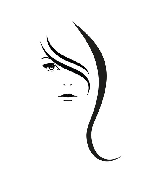 Силует Жінок Обличчя Ізольовані Білому — стоковий вектор