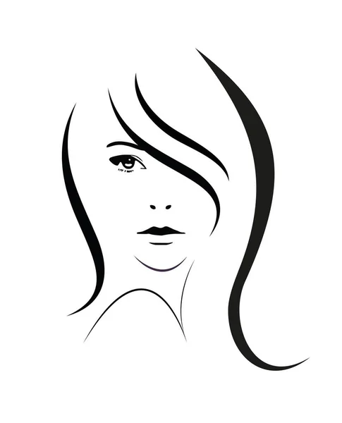 Силует Жінок Обличчя Ізольовані Білому — стоковий вектор