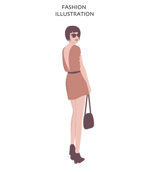 Мода Стильная Женщина Белом Фоне Векторная Иллюстрация — стоковый вектор