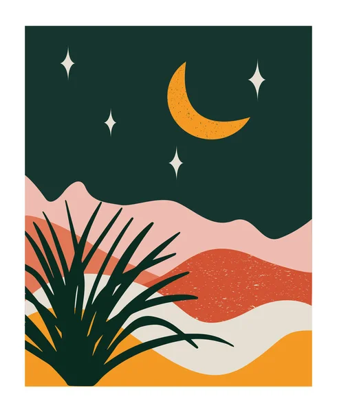 Abstract Landscape Floral Element Desert Vector Illustration — Stock Vector