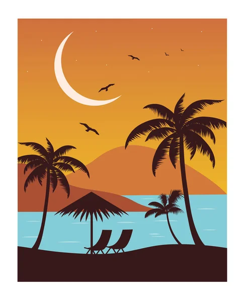 Tropical Beach Background Vector Illustration — Stock Vector