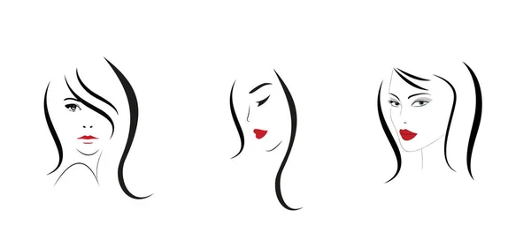 Silhouette Femmes Visage Isolé Sur Blanc Illustration Vectorielle — Image vectorielle