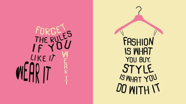 引用符で作られた女性のファッションドレスや靴のセット ベクターイラスト — ストックベクタ