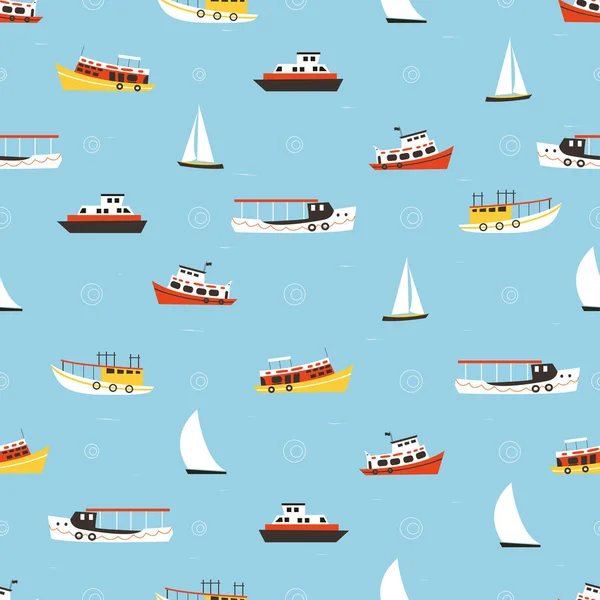 Seamless Children Background Boats Vector Illustration — Stock Vector