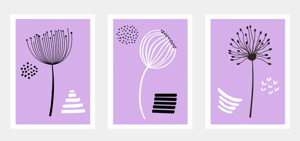 Набір Квітів Кульбаби Обкладинки Дизайну Історій Векторні Ілюстрації — стоковий вектор