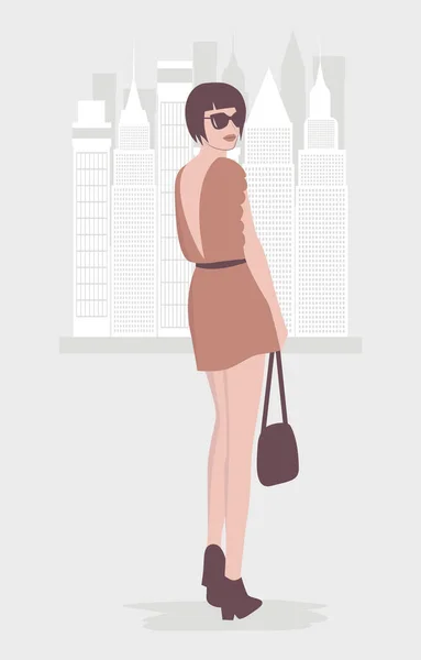 Fashion Woman New York Vector Illustration — Stock Vector