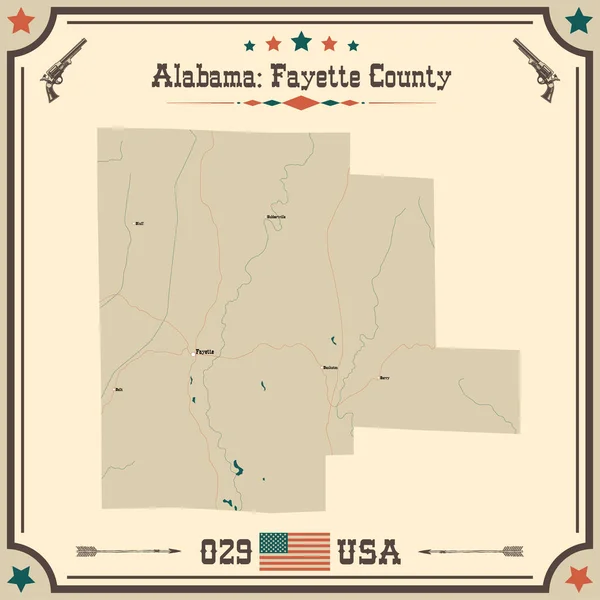 Mapa Grande Preciso Fayette County Alabama Estados Unidos América Com —  Vetores de Stock