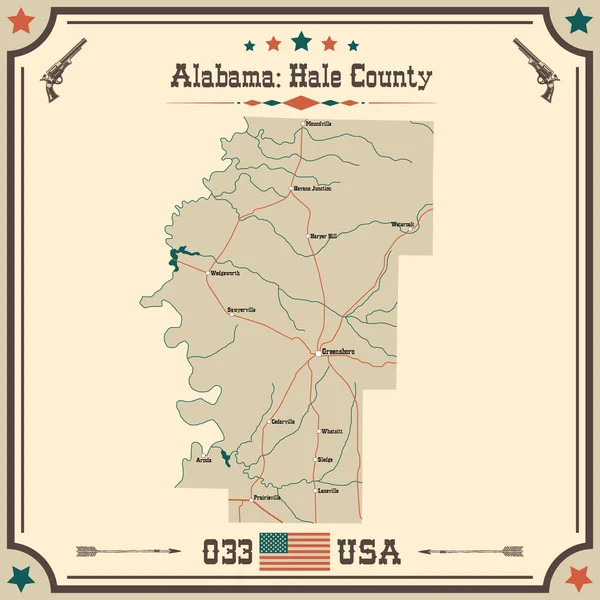 Grande Précise Carte Hale Comté Alabama États Unis Amérique Avec — Image vectorielle