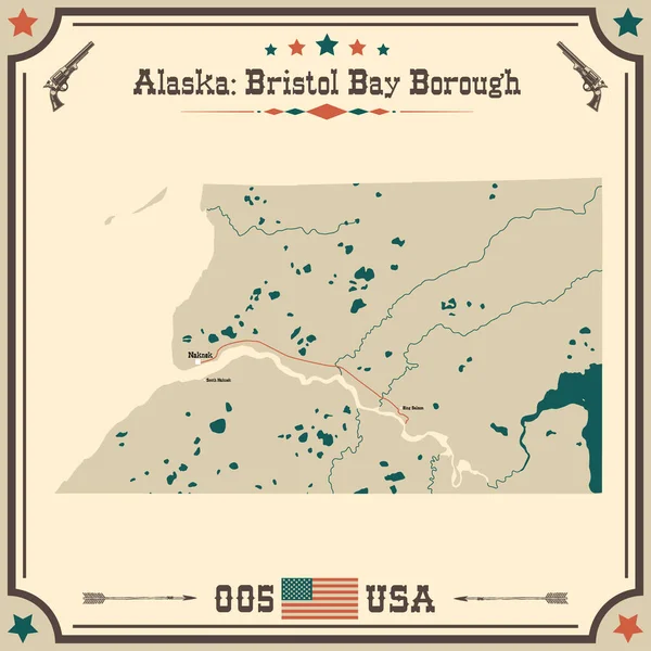Μεγάλος Και Ακριβής Χάρτης Του Bristol Bay Borough Αλάσκα Ηπα — Διανυσματικό Αρχείο
