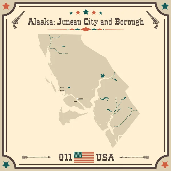 Mapa Grande Preciso Juneau City Borough Alaska Usa Con Colores — Archivo Imágenes Vectoriales