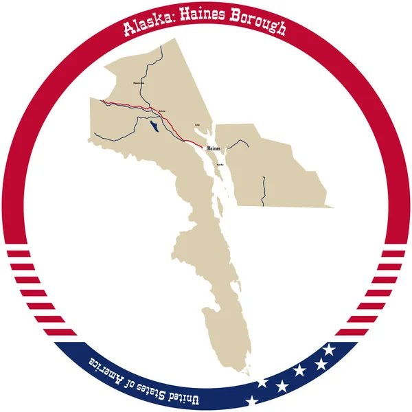 Map Haines Borough Alaska Usa Arranged Circle — Stock Vector