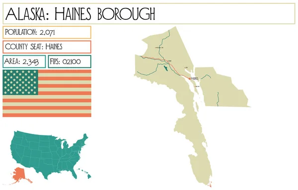 Large Detailed Map Haines Borough Alaska Usa — Stock Vector