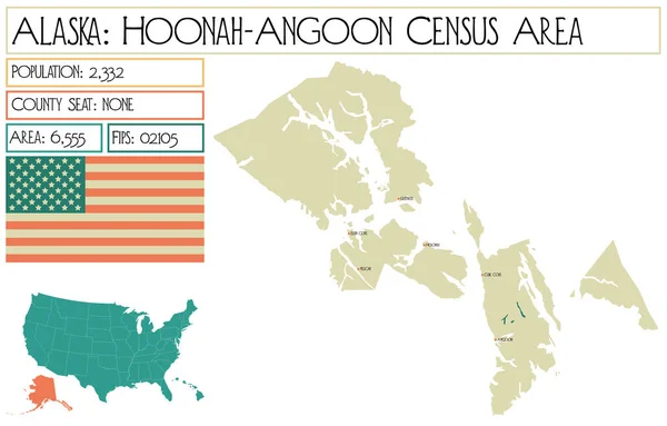 Mapa Grande Detallado Zona Censal Hoonah Angoon Alaska Estados Unidos — Vector de stock