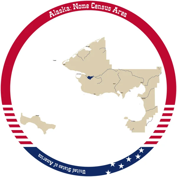 Mapa Nome Sčítání Lidu Aljašce Usa Kruhu — Stockový vektor