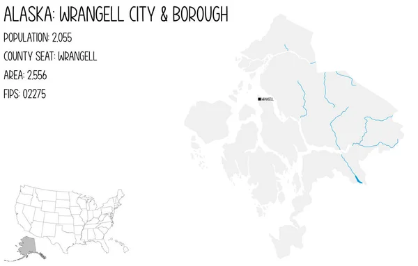 Large Detailed Map Wrangell City Borough Alaska Usa — Stock Vector