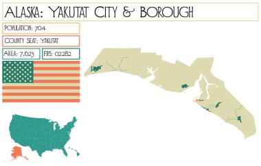 Alaska, ABD 'deki Yakutat City & Borough' un geniş ve ayrıntılı haritası.
