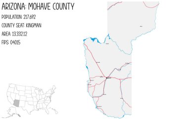 Büyük ve ayrıntılı harita Mohave ilçe Arizona, ABD.