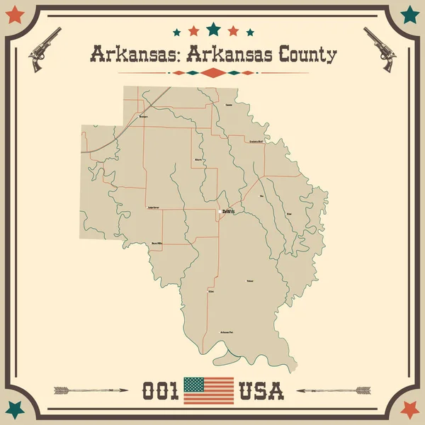 Arkansas Geniş Doğru Haritası Arkansas Abd — Stok Vektör