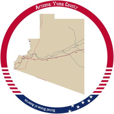 Arizona 'daki Yuma ilçesinin haritası bir daire şeklinde düzenlenmiş..