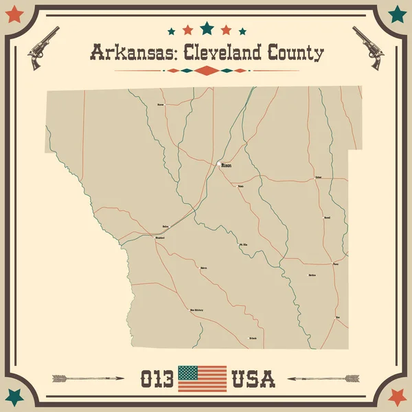 Grote Nauwkeurige Kaart Van Cleveland County Arkansas Verenigde Staten Met — Stockvector