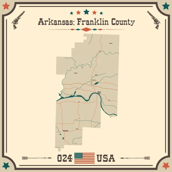 Grote Nauwkeurige Kaart Van Franklin County Arkansas Verenigde Staten Met — Stockvector