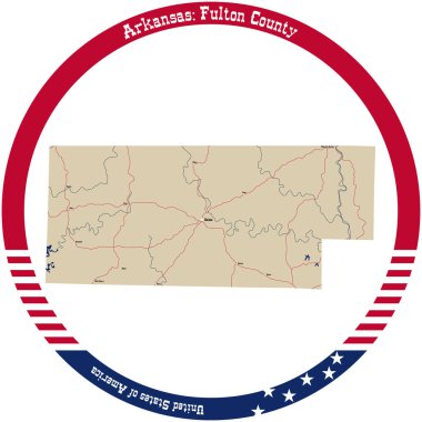 Arkansas 'taki Fulton County Haritası..