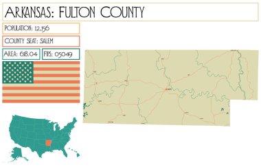 Arkansas, ABD'deki Fulton eyaletinin büyük ve ayrıntılı haritası.