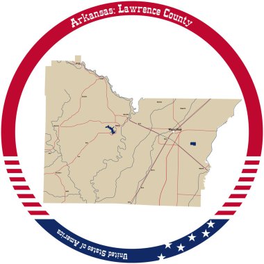 Arkansas Lawrence County 'nin haritası bir daire şeklinde düzenlenmiş..