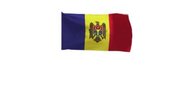 Andorra bayrağının rüzgarda dalgalanması..