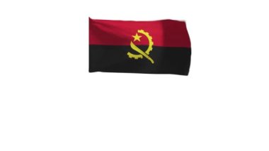 Angola bayrağının rüzgarda dalgalanan 3D görüntüsü.
