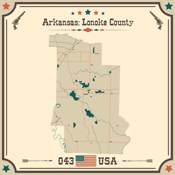 Grote Nauwkeurige Kaart Van Lonoke County Arkansas Verenigde Staten Met — Stockvector