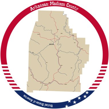 Arkansas, ABD 'deki Madison County haritası bir daire şeklinde düzenlenmiş..