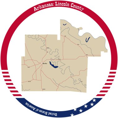 Lincoln County 'nin Arkansas' taki haritası bir daire şeklinde düzenlenmiş..